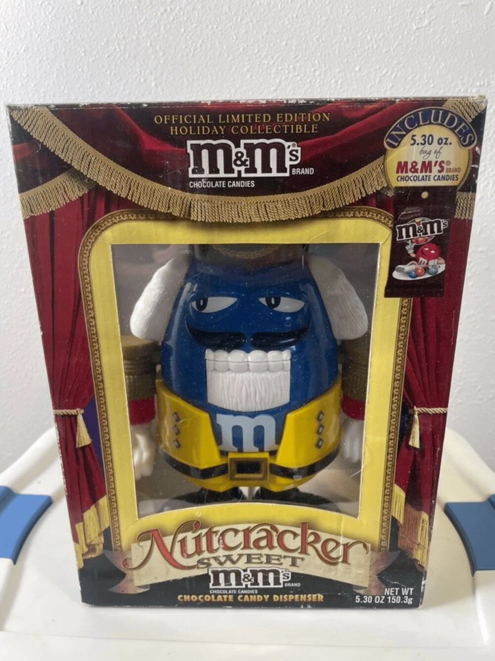 M&M's Limited Edition Blue Holiday Collectible Nutcracker Sweet Candy Dispenser